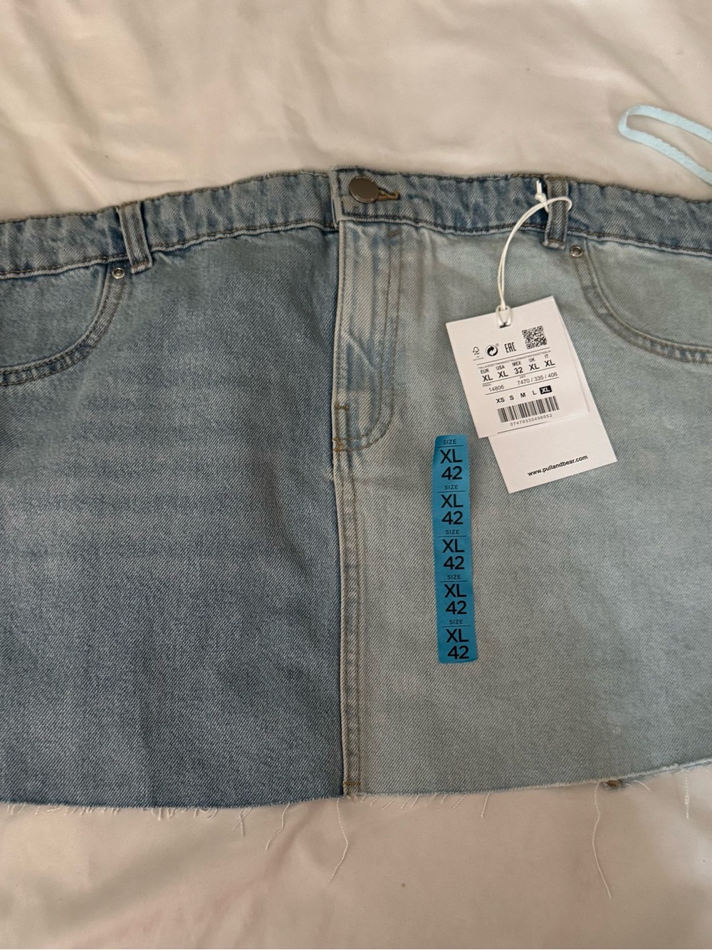 Pull&Bear Patchwork Denim Tube Top NWT XL Light Wash Jean Corset Bandeau